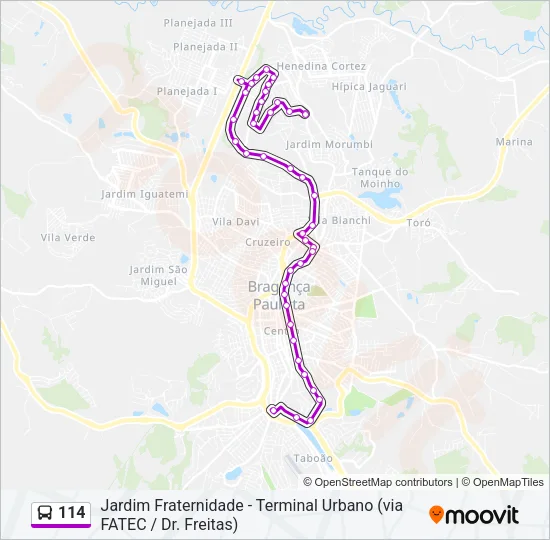 114 Bus Line Map