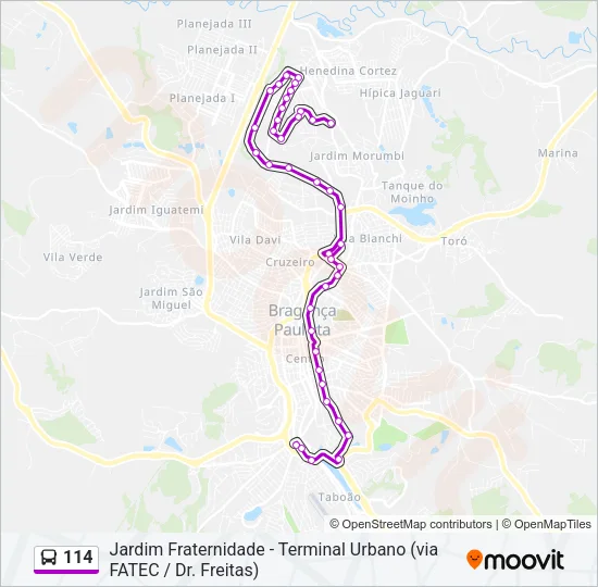 114 Bus Line Map