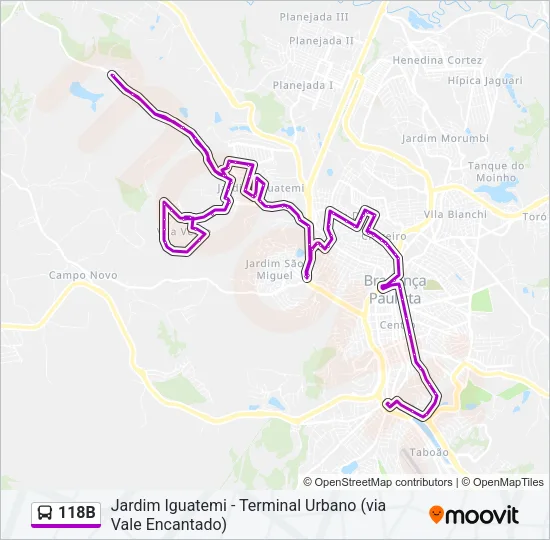 118B Bus Line Map