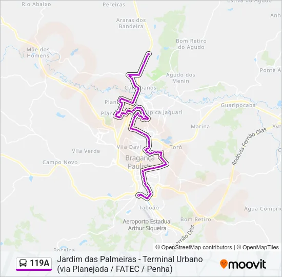 119A Bus Line Map