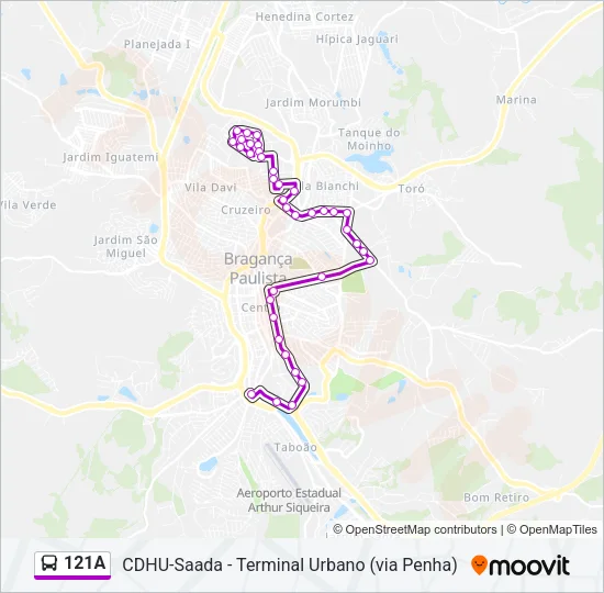121A Bus Line Map