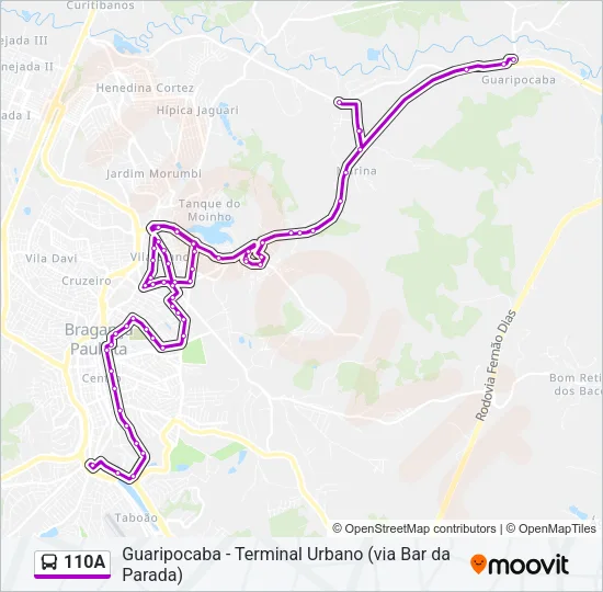110A Bus Line Map