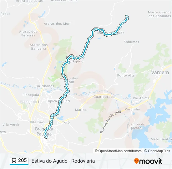 205 Bus Line Map