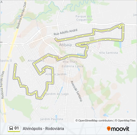 Mapa da linha 01 de ônibus