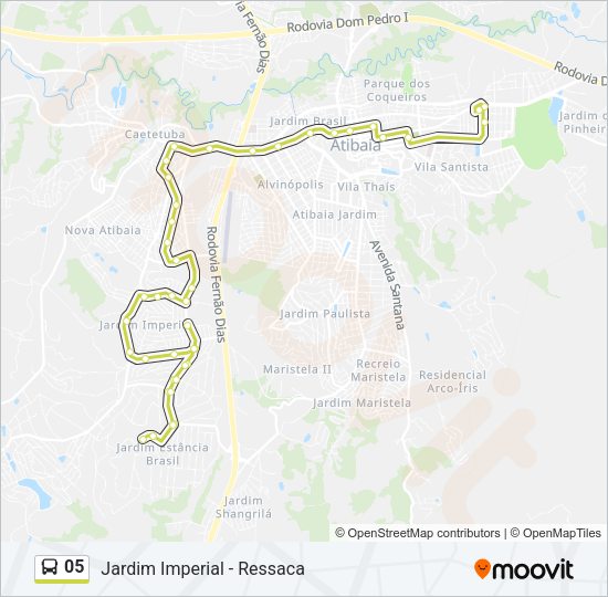 Mapa da linha 05 de ônibus