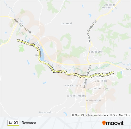Mapa da linha 51 de ônibus