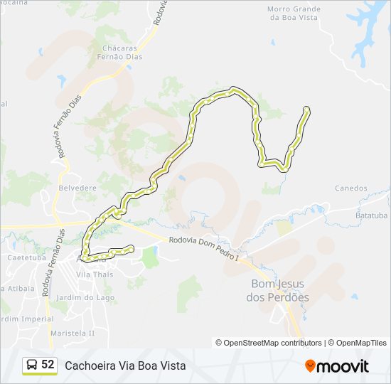 Mapa da linha 52 de ônibus
