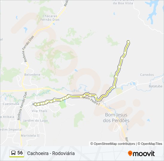 Mapa da linha 56 de ônibus