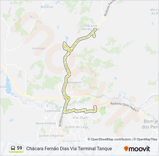 Mapa da linha 59 de ônibus