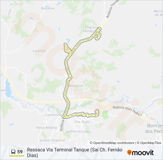 Mapa da linha 59 de ônibus