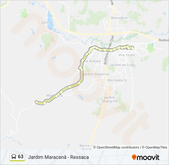 Mapa da linha 63 de ônibus