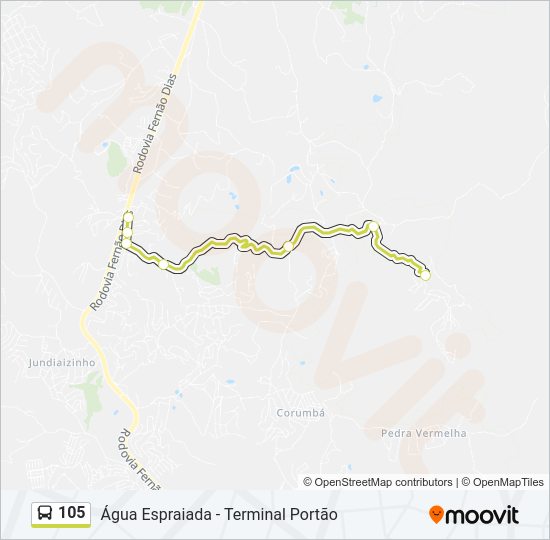 Mapa da linha 105 de ônibus