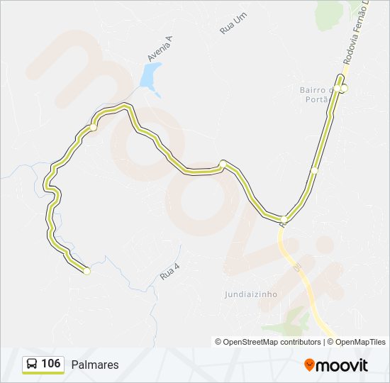 Mapa da linha 106 de ônibus