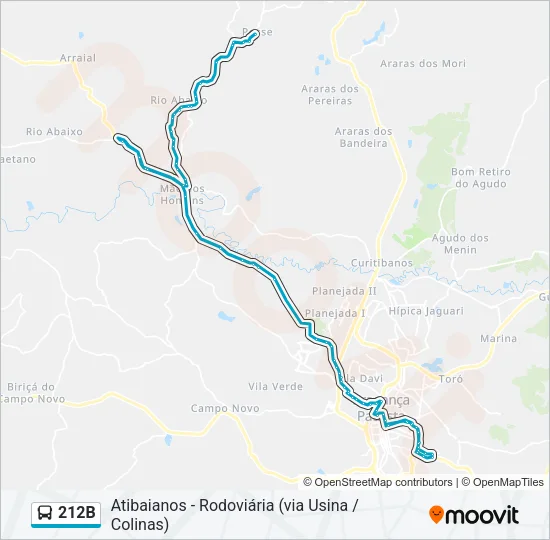 212B Bus Line Map
