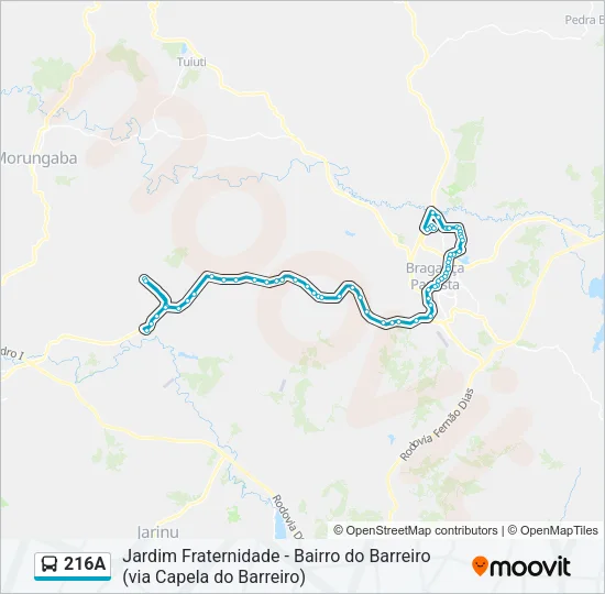216A Bus Line Map