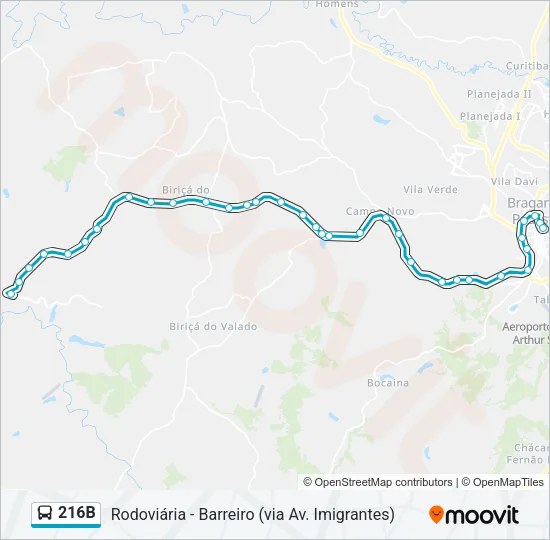 216B Bus Line Map