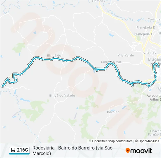 216C Bus Line Map
