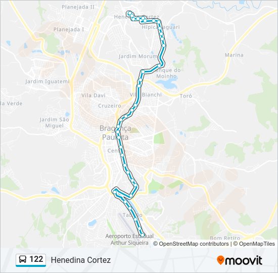 Mapa da linha 122 de ônibus