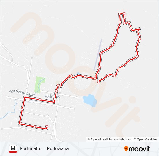 Mapa da linha 003 FORTUNATO / RODOVIÁRIA de ônibus