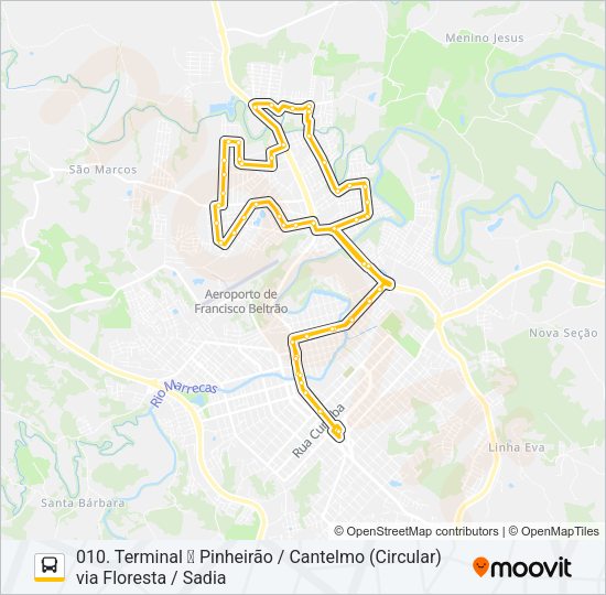 Mapa da linha 009 PINHEIRÃO / CANTELMO de ônibus