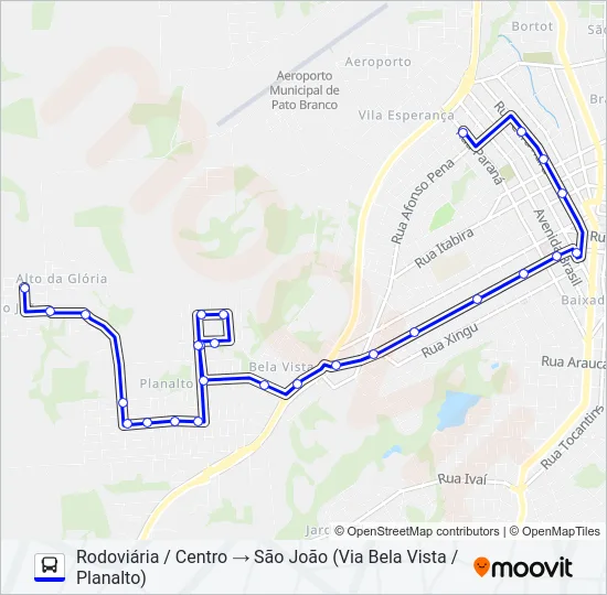 113 SÃO JOÃO / CENTRO Bus Line Map