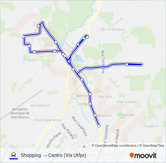 118 SHOPPING / CENTRO / UTFPR Bus Line Map