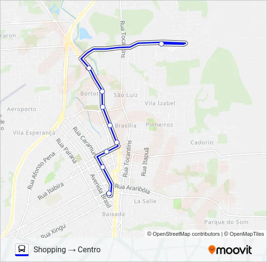 118 SHOPPING / CENTRO / UTFPR Bus Line Map