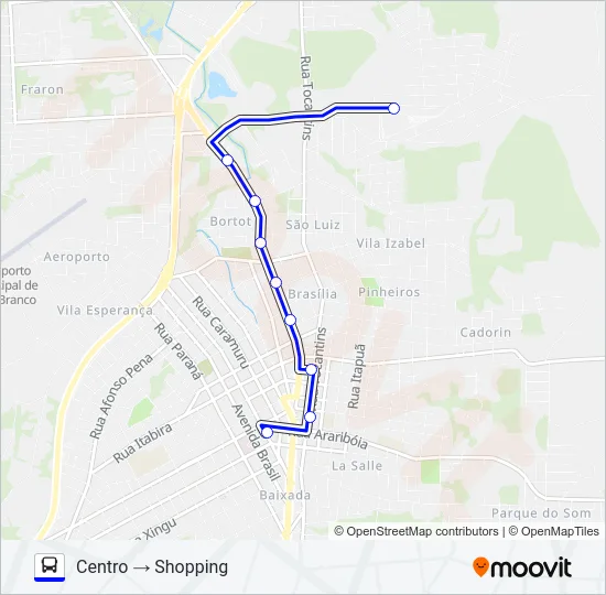 118 SHOPPING / CENTRO / UTFPR Bus Line Map