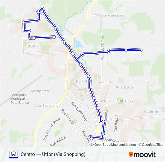 118 SHOPPING / CENTRO / UTFPR Bus Line Map