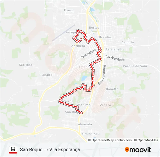 114 SÃO ROQUE / VILA ESPERANÇA Bus Line Map