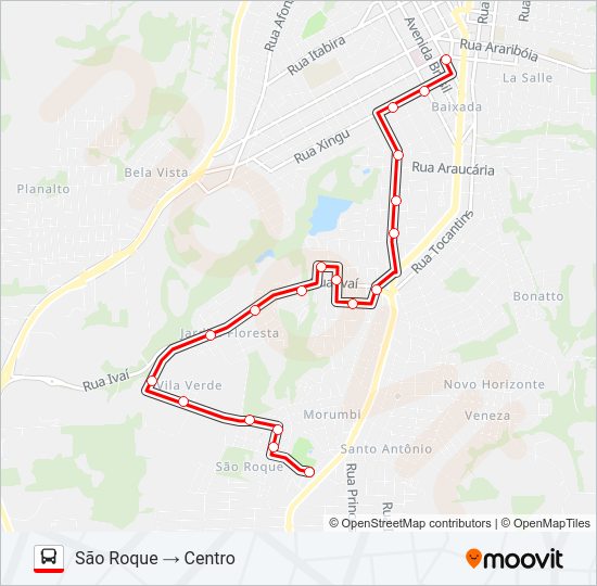 Mapa da linha 114 SÃO ROQUE / VILA ESPERANÇA de ônibus