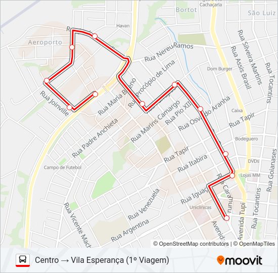 Mapa da linha 114 SÃO ROQUE / VILA ESPERANÇA de ônibus