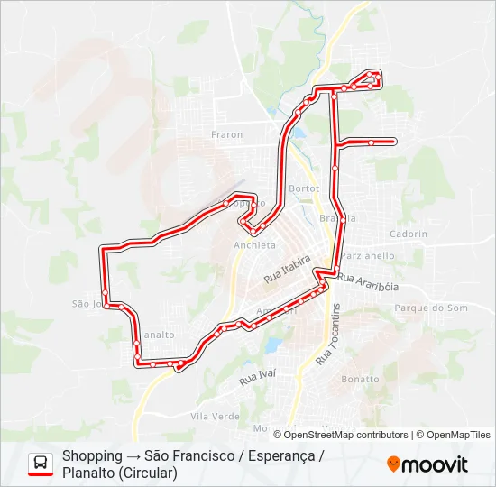 118 SHOPPING / SÃO FRANCISCO / ESPERANÇA / PLANALTO Bus Line Map