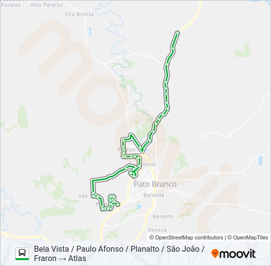 Mapa da linha 302 PLANALTO / ATLAS de ônibus