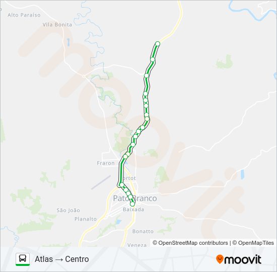 Mapa da linha 302 PLANALTO / ATLAS (EXTRA) de ônibus