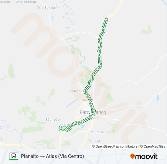 Mapa da linha 302 PLANALTO / ATLAS (EXTRA) de ônibus