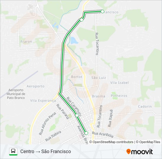 Mapa da linha 304 SÃO FRANCISCO / CENTRO / ATLAS de ônibus