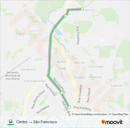 304 SÃO FRANCISCO / CENTRO / ATLAS Bus Line Map