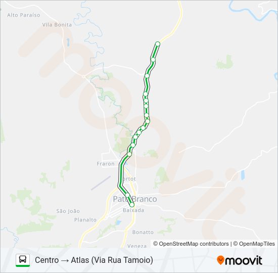 Mapa da linha 304 SÃO FRANCISCO / CENTRO / ATLAS de ônibus