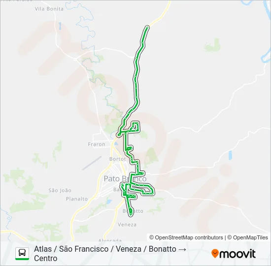 304 SÃO FRANCISCO / CENTRO / ATLAS Bus Line Map