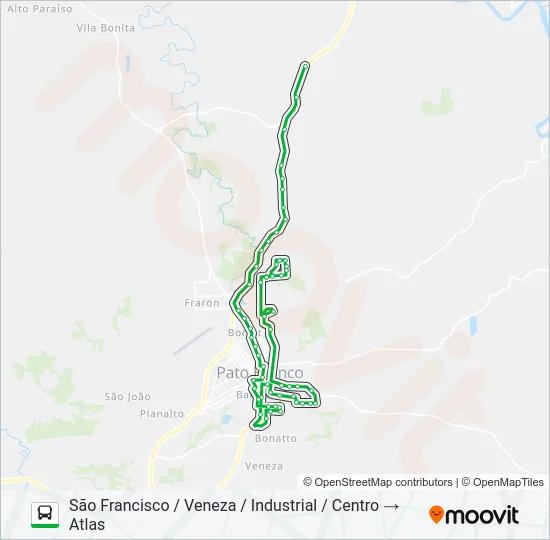 304 SÃO FRANCISCO / CENTRO / ATLAS Bus Line Map