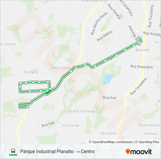 203 REFORÇO - PLANALTO / CENTRO (VIA XINGU) Bus Line Map