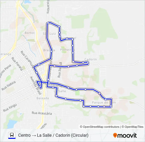 105 LA SALLE / VILA ISABEL / CENTRO Bus Line Map