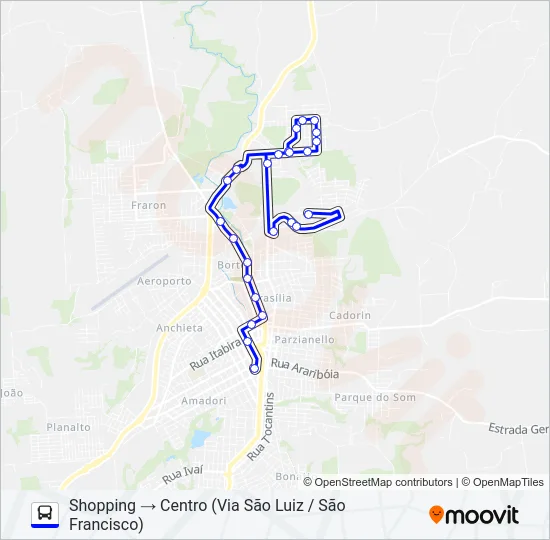 119 SÃO FRANCISCO / SHOPPING / CENTRO Bus Line Map