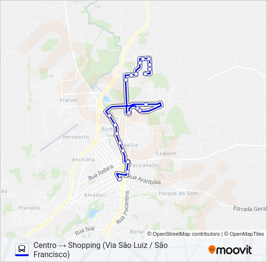 Mapa da linha 119 SÃO FRANCISCO / SHOPPING / CENTRO de ônibus