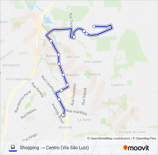 119 SÃO FRANCISCO / SHOPPING / CENTRO Bus Line Map