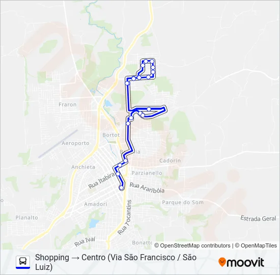 119 SÃO FRANCISCO / SHOPPING / CENTRO Bus Line Map