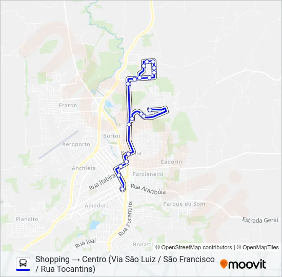 119 SÃO FRANCISCO / SHOPPING / CENTRO Bus Line Map