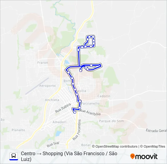 119 SÃO FRANCISCO / SHOPPING / CENTRO Bus Line Map
