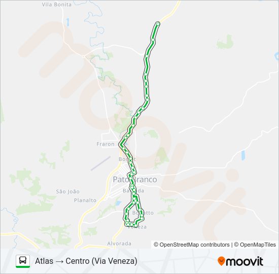 Mapa da linha 301 GRALHA AZUL / ATLAS (CENTRO) EXTRA de ônibus